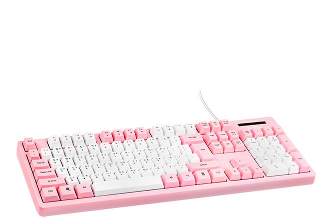 HONG JIN 宏晉 撞色夢幻機械式鍵盤 原廠保固, HJ-521, 白色 + 粉色, 紅軸
