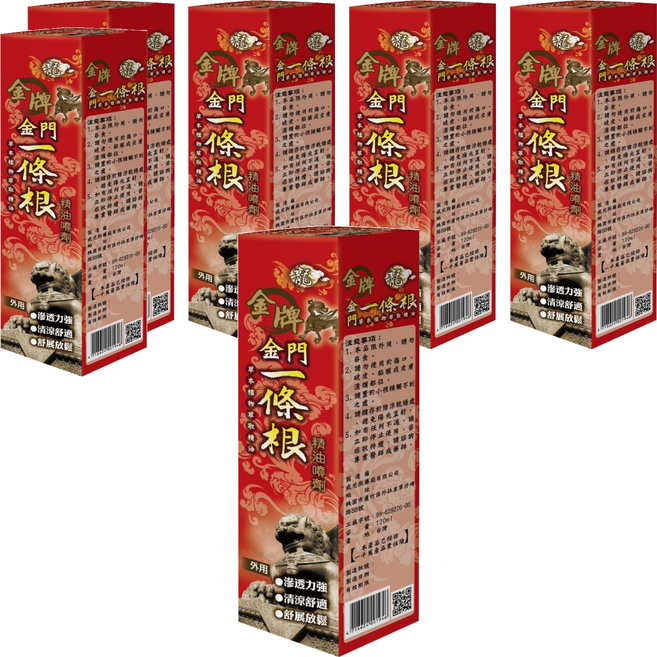 龍金牌 金門一條根 精油噴劑 120ml, 6瓶, 1入