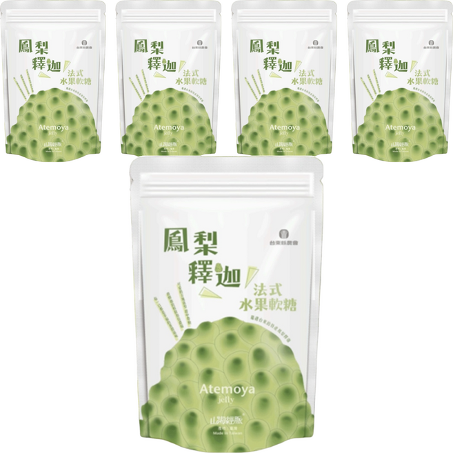 台東縣農會 法式水果軟糖 鳳梨釋迦口味, 100g, 5包