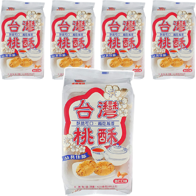 逢國食品 台灣杏仁桃酥, 180g, 5包