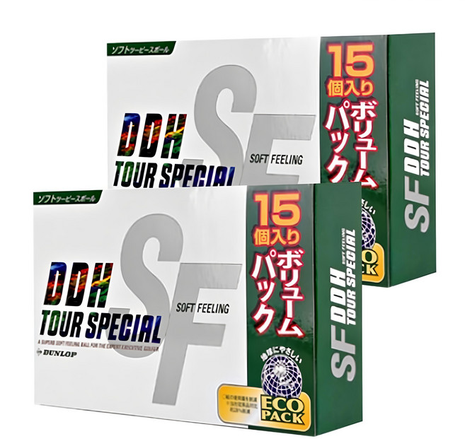 DUNLOP DDH Soft Feeling III 高爾夫球, 15顆, 白色, 2盒