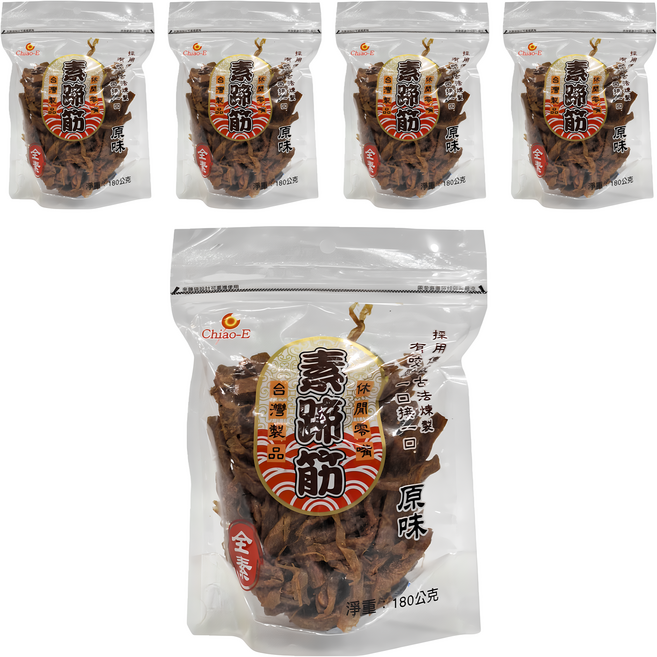 Chiao-E 巧益 豆干 豆乾 素蹄筋 原味 全素, 180g, 5包