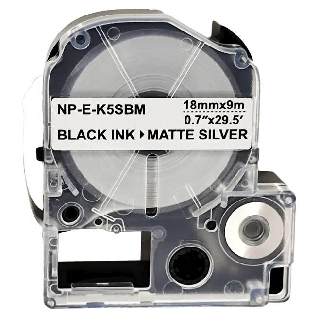 NEXTPAGE 台灣榮工 一般相容標籤帶 EPSON標籤機適用 LK-5SBM, 9m, 銀底黑字
