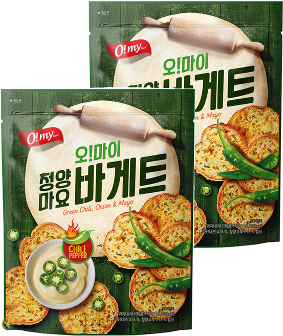 O my food 歐邁福 法式麵包餅乾 青陽辣椒美乃滋口味, 300g, 2包