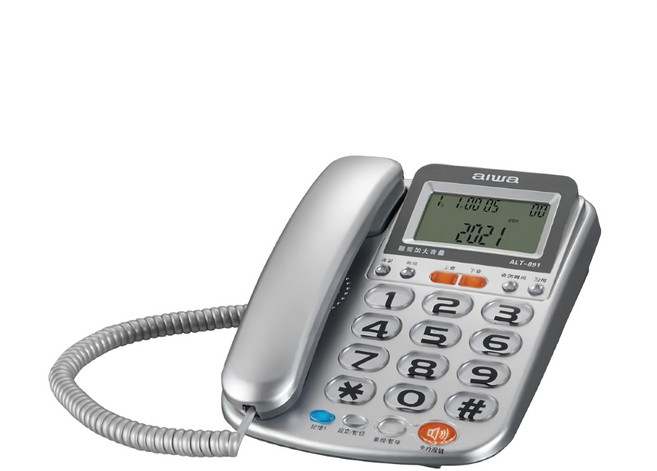 aiwa 愛華 超大字鍵助聽有線電話 銀色, ALT-891