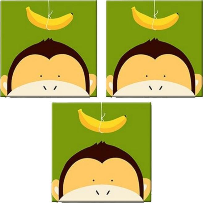 DIY數字油畫套裝 20*20cm 油畫布 松木板 包括畫板 上色參考圖 掛勾與螺絲釘 畫筆 顏料, 猴子, 3個