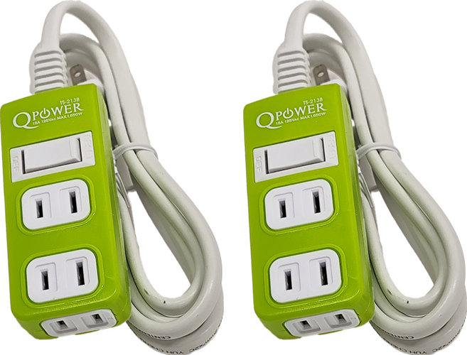 Tyson 太順電業 QPOWER 太超值 1切3座2P延長線 TS-213B, 1.8m, 顏色隨機, 2條