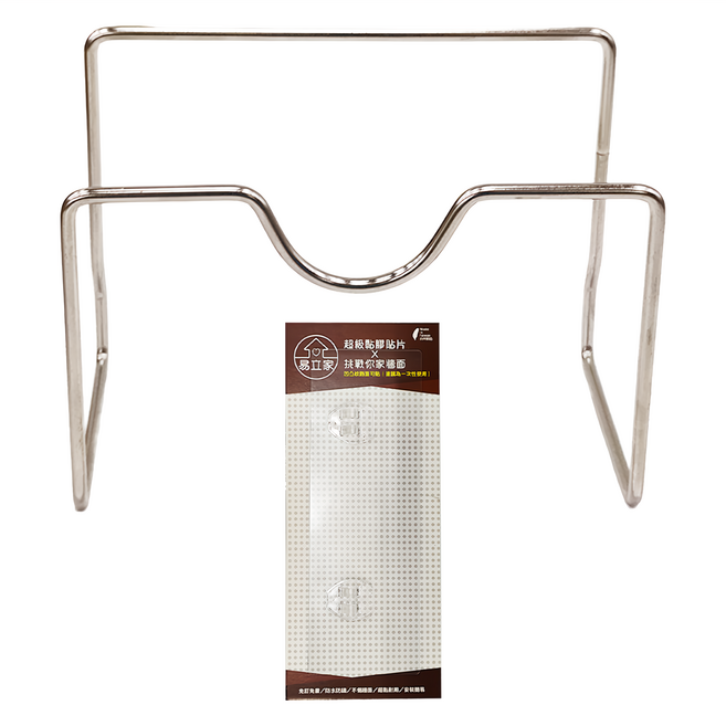 Easy 易立家 304不鏽鋼鍋蓋砧板兩用架 無痕掛勾 不鏽鋼鍋12x16x9cm/貼片22x7.5cm, 銀色, 1盒