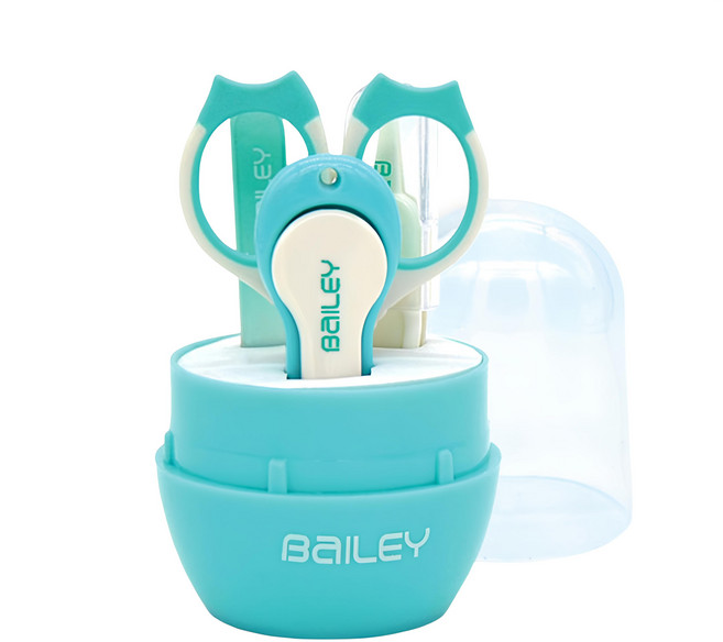 BaILEY 寶寶安全指甲剪組 4入, 水藍, 1組