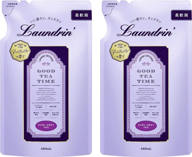 Laundrin' 朗德林 Good Tea Time柔軟精補充包 伯爵茶香, 2包, 480ml