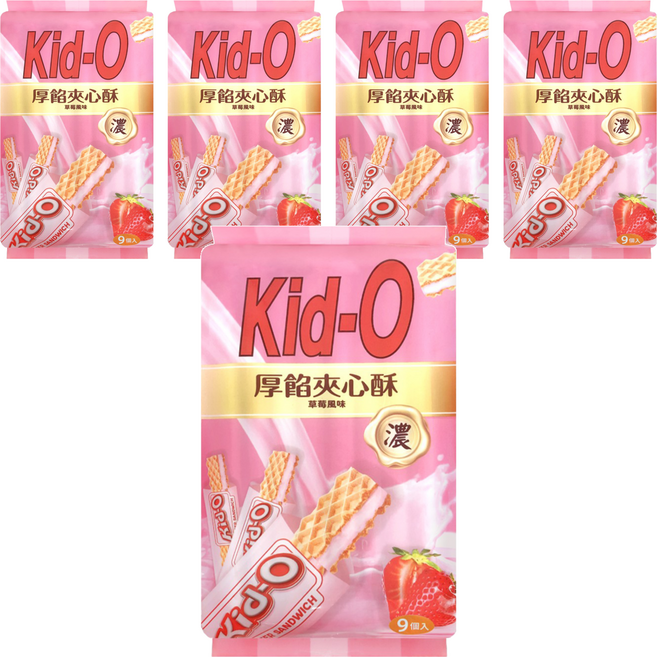 Kid-O 厚餡夾心酥 草莓風味, 171g, 5袋