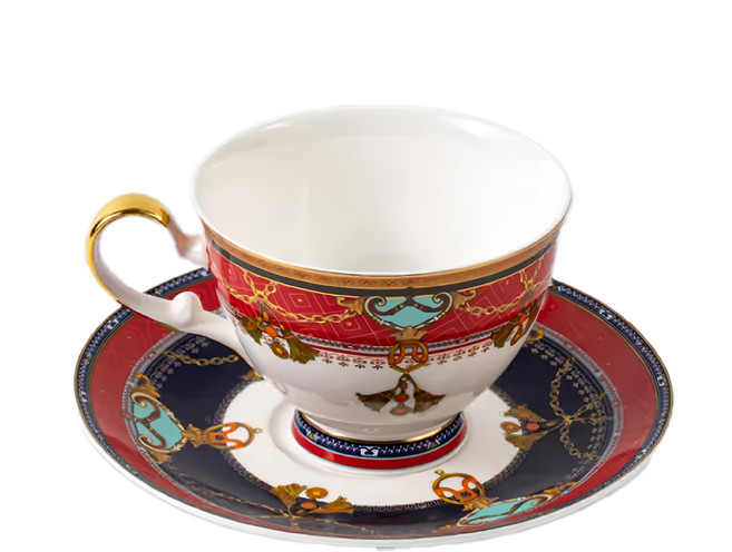 A&L 骨瓷咖啡對杯禮盒組, 維也納 紅色, 1組