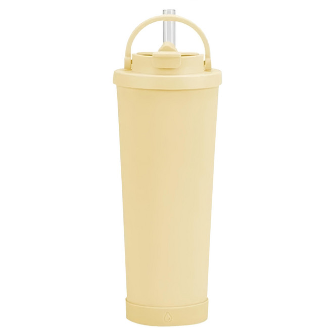 JEK 環保保溫杯 830ml 不鏽鋼旅行杯 可重複使用 免洗杯 適合大多數汽車杯架, 奶油色, 1個