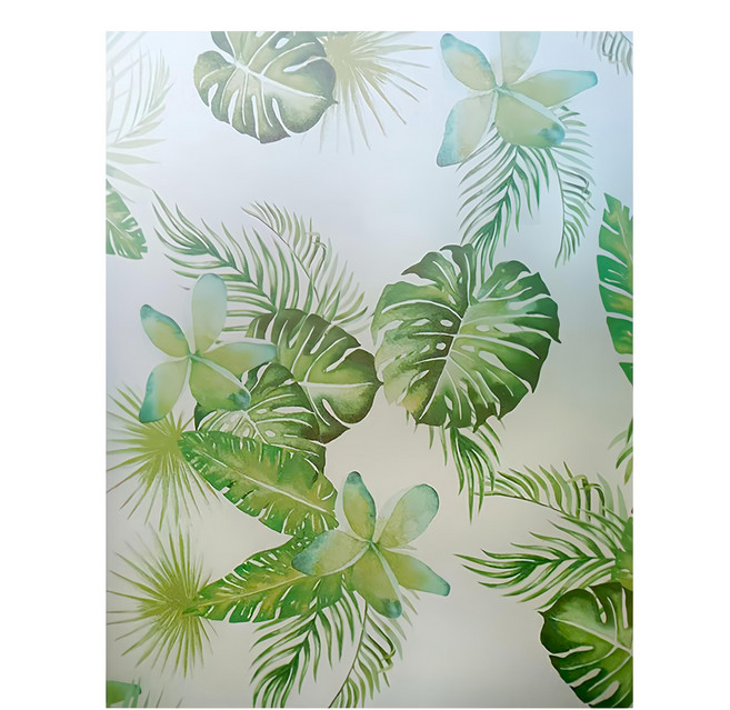 半島良品 抗UV防曬靜電貼窗貼, 龜背葉 綠色