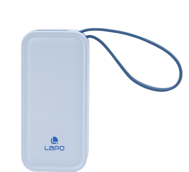 LaPO 自帶線 20W雙向快充2合1充電器行動電源 5000mAh 蘋果Lightning 原廠保固, WT-06, 水藍色