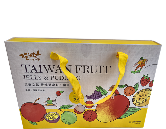 吃果籽 果真幸福果凍布丁禮盒 芒果 3個 + 荔枝 3個, 780g, 1盒