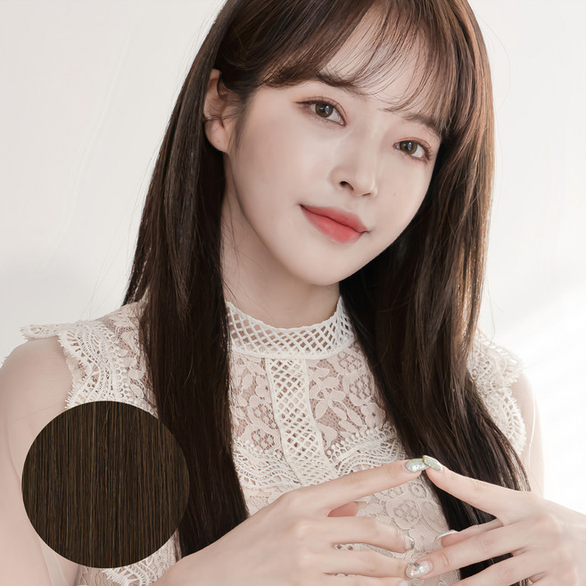 Euro Hair 真人髮12件式扣式接髮片, 4號 自然棕色, 1組