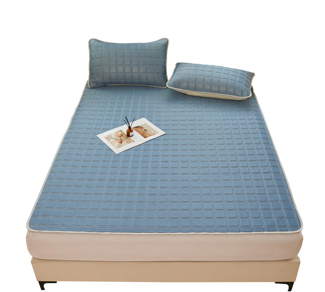 寢室安居 冰絲涼感乳膠涼蓆墊, 寧靜藍, 涼墊 + 枕套 2個