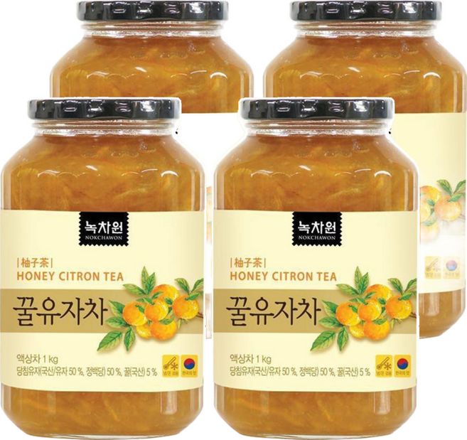 NOKCHAWON 綠茶園 蜂蜜柚子茶, 1kg, 1入, 4罐
