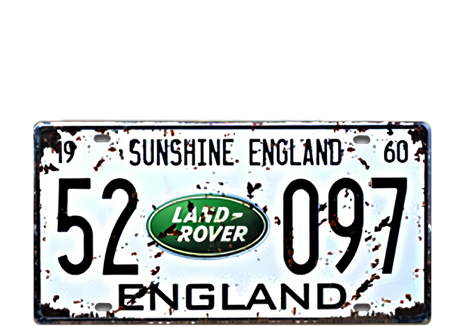 OPUS LOFT 純真年代 仿舊鐵皮車牌 LAND ROVER 壁飾, LAND ROVER老車牌
