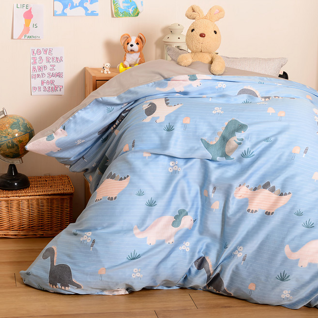 EmBrace 英柏絲 MIT 天絲 棉 兒童冬天暖被, 小恐龍藍