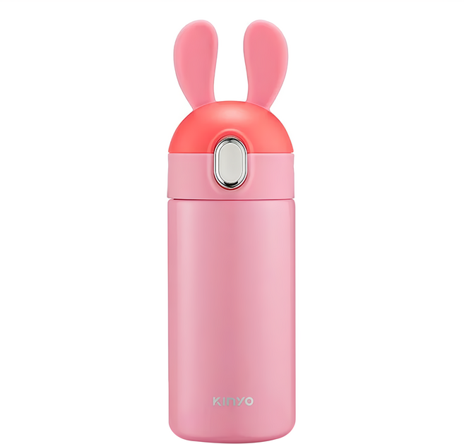 Kinyo 兒童吸管貼貼保溫杯, 粉色, 300ml, 1個