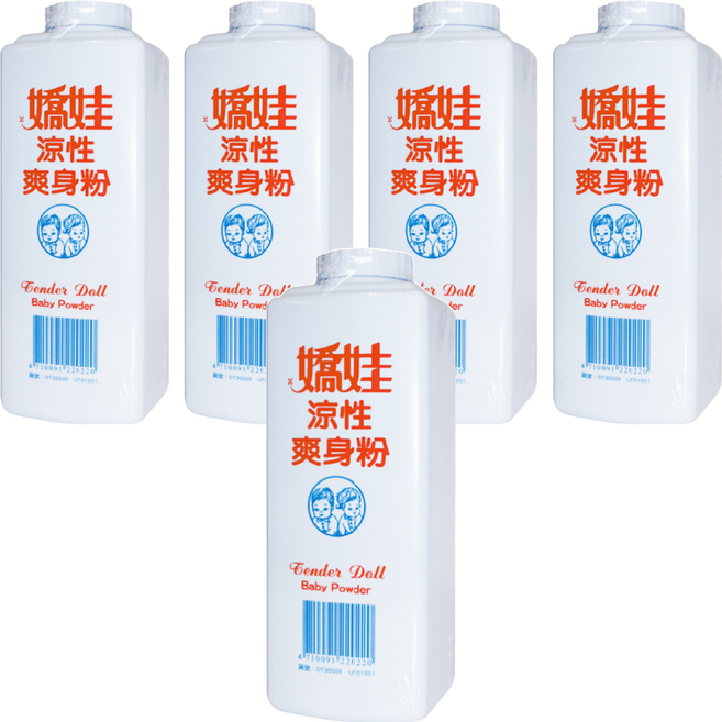 嬌娃 涼性爽身粉 保持身體乾爽, 300g, 5瓶