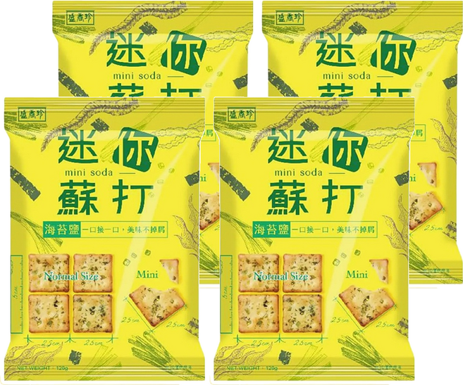 盛香珍 海苔鹽迷你蘇打餅, 120g, 4包