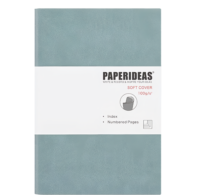 PAPERIDEAS 軟皮筆記本 點陣 A5 188頁, 霧藍, 1本