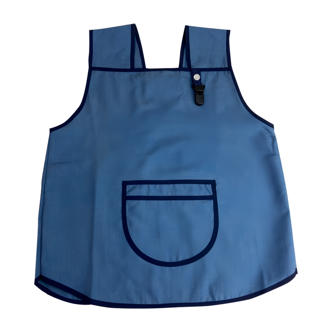牛仔經典輕便圍兜 Set - 深藍滾邊 (含手帕夾) - 8號 台灣製, 1件, 1件