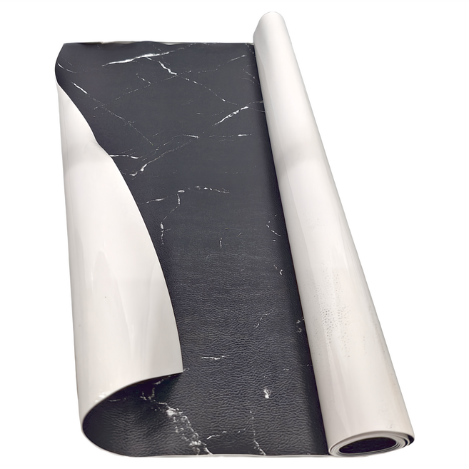 北歐風大理石紋皮革餐桌墊, 120 x 60cm, 黑色, 1個