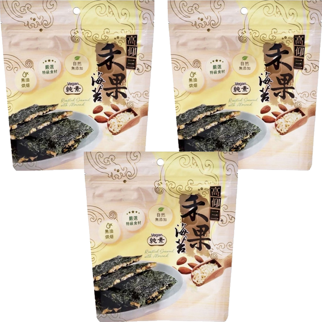 高仰三 禾果海苔 杏仁, 75g, 3包