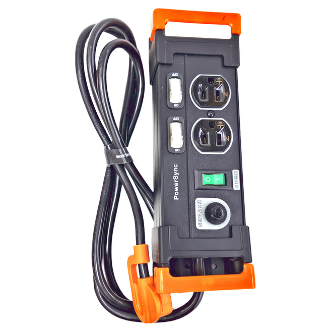 PowerSync 群加 3開2插鋁合金防雷擊抗搖擺延長用電源線組 TL2X0018 1205g, 1.8m, 黑色, 1條