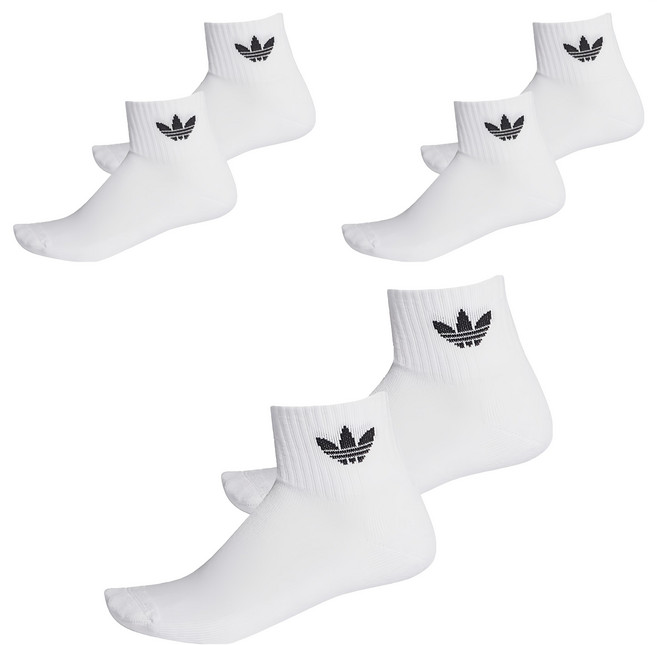 adidas 愛迪達 Originals MID ANKLE SCK 運動襪 延續款, 白色, 3雙