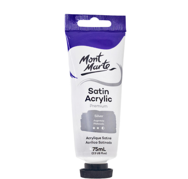 Mont Marte 蒙瑪特 緞面壓克力顏料 75mL 銀色, 1色