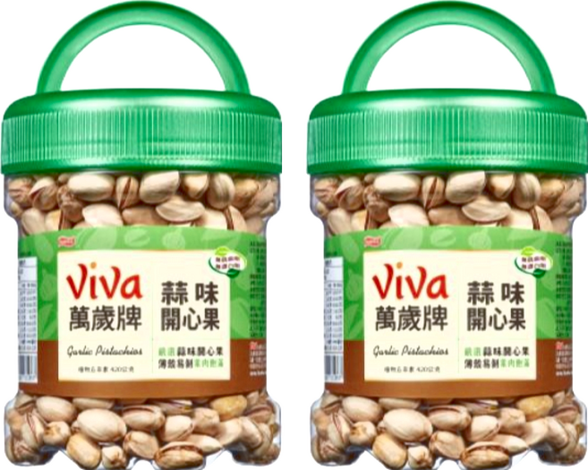 ViVa 萬歲牌 蒜開心果罐, 420g, 2罐