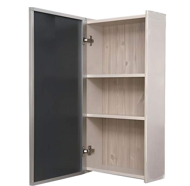 miller 400型浴室鏡面收納櫃, 鏡面 + 原木色, 1個