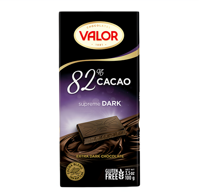 西班牙 VALOR 82%純黑巧克力片, 100g, 1片