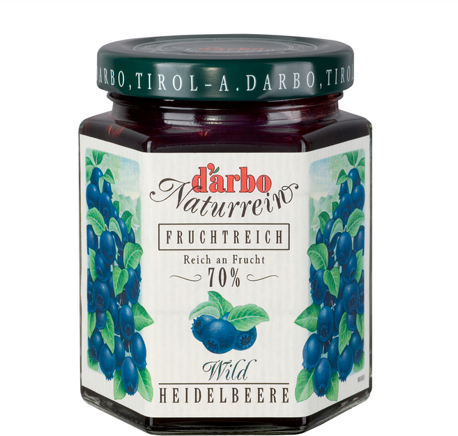 d'arbo 德寶 奧地利70%果肉果醬 蒂羅爾藍莓, 200g, 1罐