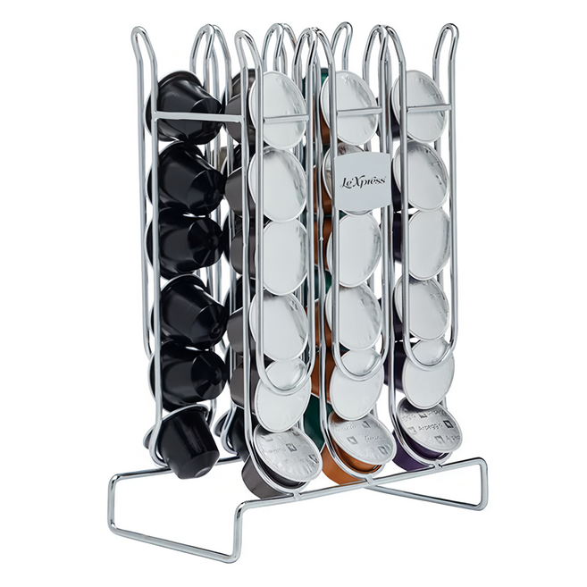 KitchenCraft Espresso 6排膠囊咖啡架 可容納36顆咖啡膠囊 節省空間設計, 銀色, 1個