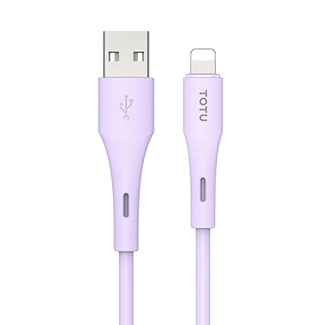 TOTU 拓途 膚感系列 USB-A-Lightning 液態矽膠傳輸快充線, 1m, 紫色, 1條