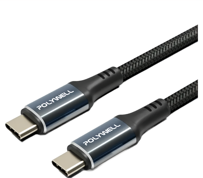 POLYWELL 寶利威爾 USB3.2 Gen2x2 20G 100W Type-C高速傳輸充電線 PW15-W45-A394, 1m, 黑色, 1條