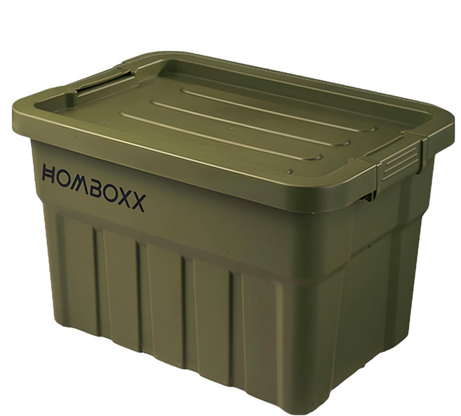 HOMBOXX 工業風高荷重附蓋收納箱 大型款 26L, 軍規綠, 1個