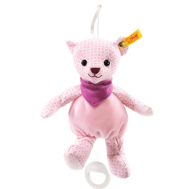 Steiff 德國金耳釦泰迪熊 嬰幼兒音樂鈴, R-Teddyb. Maedchen rosa Spieluhr 泰迪熊, 1個