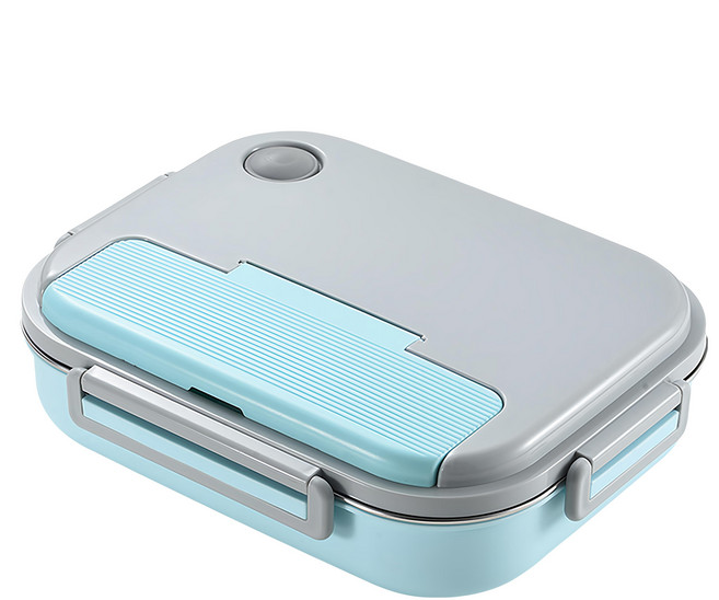 MASIONS 美心 PREMIUM 皇家316不鏽鋼分隔保溫便當盒 4格 可微波 附餐具 + 湯碗, 1個, 青川藍