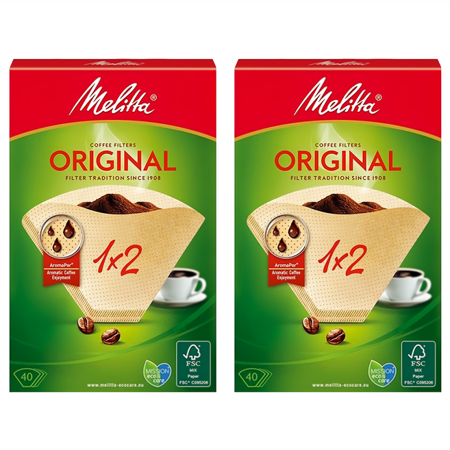 Melitta 美樂家 咖啡濾紙 2-6杯用, 40張, 2盒
