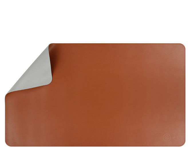 aibo 雙色皮革 大尺寸滑鼠墊 桌墊 XL, 棕色 + 灰色, 1個