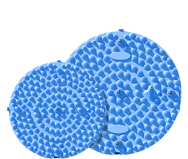 ANTIAN 親子指壓板磁石超慢跑 疏通經絡原地跑步足底按摩墊/圓形足療按摩腳墊 大 + 小組合, 2個, 天空藍