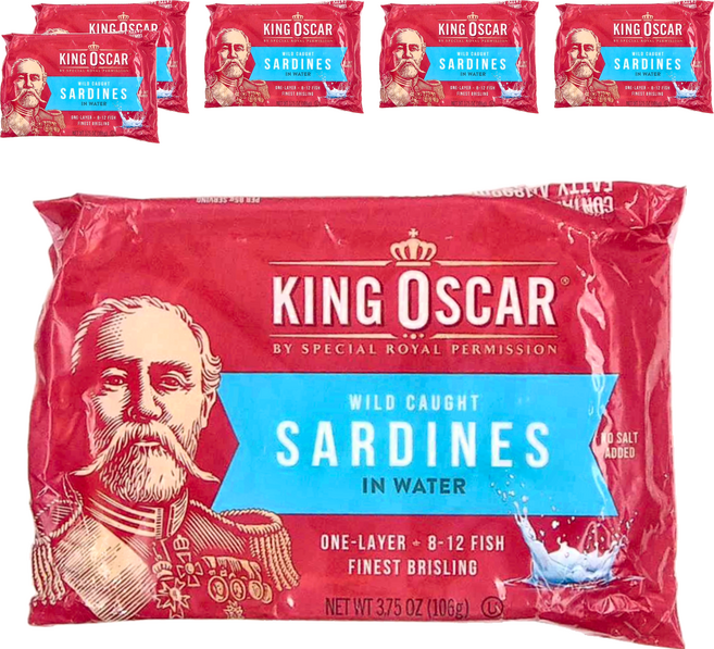 KING OSCAR 迷你沙丁魚 無鹽, 106g, 6個