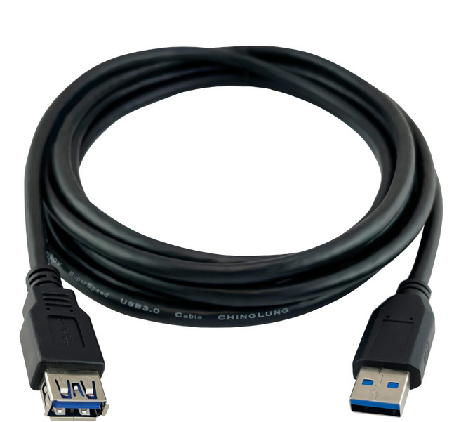 POLYWELL 寶利威爾 USB3.0 Type-A公對A母高速延長線 3A 5Gbps PW15-W45-M614 黑色, 5m, 1條